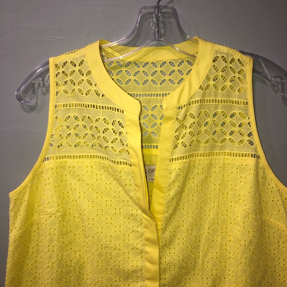 Ann Taylor Embroidered Sleeveless Yellow Dress - Picture 2 of 8